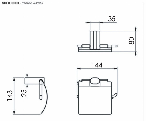 Бумагодержатель Remer Lounge LN60DO, золото глянцевое
