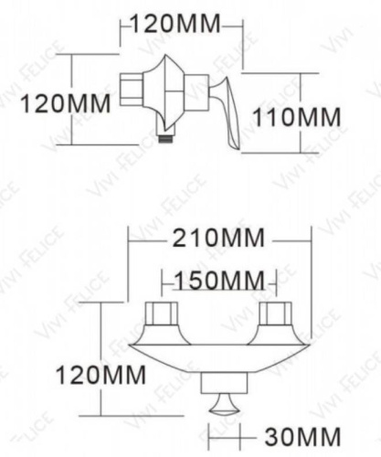 Смеситель для душа Vivi Felice 9080 NERO OPACO