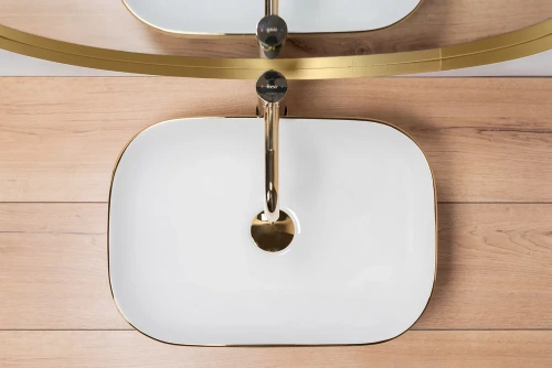 Умывальник Rea Belinda gold matt white U7422