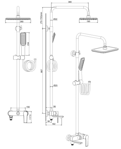 Душевая система Vivi Felice 8060 Nero opaco
