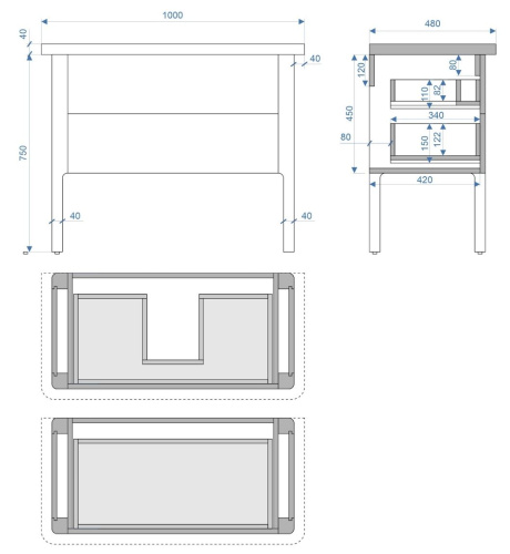 Тумба напольная Vela Грация 100Н под столешницу TU29266
