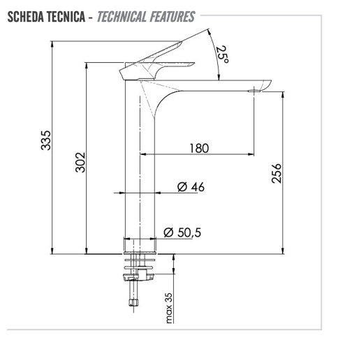 Смеситель для раковины Remer Infinity I11LXV, сталь