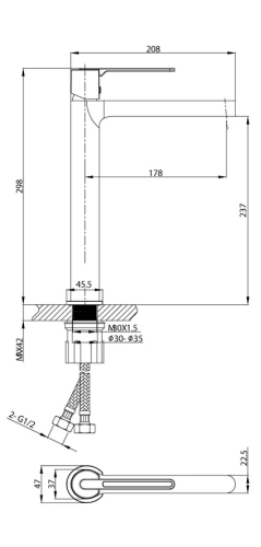 Смеситель для раковины Vincea Rondo VBF-1R2GM