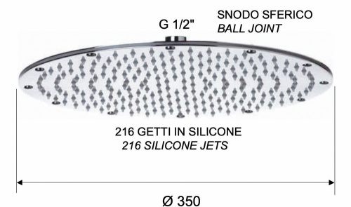 Верхний душ с шарнирным соединением 35 см Remer 359MMXLBG, золото брашированное