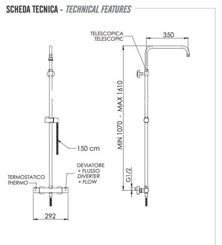 Душевая система Remer Elegance EQ32ASSDDO, золото глянцевое