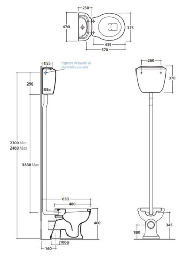 Труба для высокого бачка Globo Paestum BA010