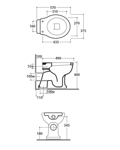 Унитаз приставной Globo Paestum PA002BI