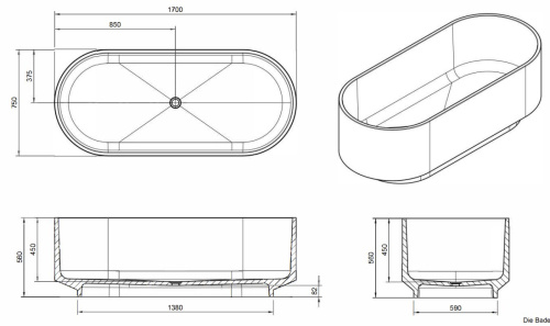 Ванна Knief Ellipse shape Marine blue 70003XXX