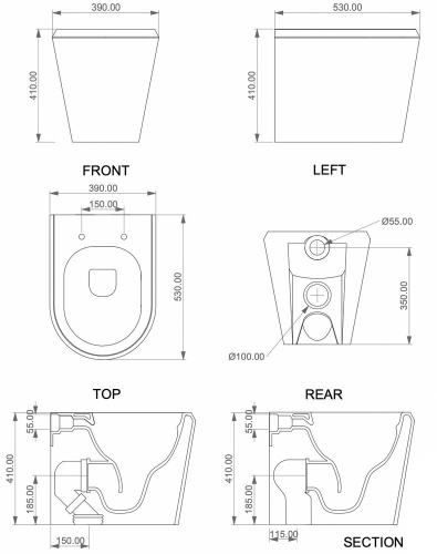Унитаз приставной GSG Ceramic Design Cruise CRWC01000