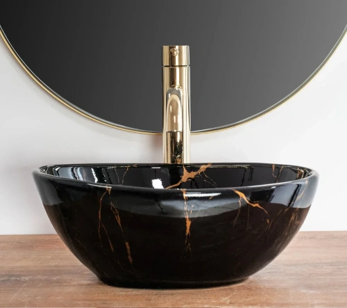 Умывальник Rea Sofia Mini Black Marble Shiny U6963