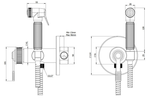 Гигиенический душ Remer Atelier AL65ZBG, золото брашированное