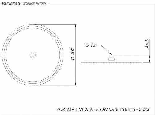 Верхний душ с шарнирным соединением 40 см Remer 357UFM40X