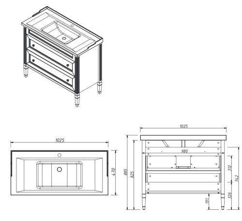 Тумба напольная Caprigo Albion Concept 100 34014-SF019
