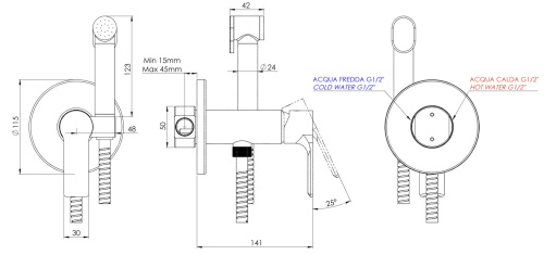 Гигиенический душ Mariani Kali B16185KLW