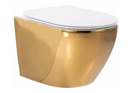 Унитаз подвесной Rea Carlo Mini Rimless Gold White C0669