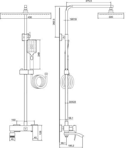 Душевая система Vivi Felice 2060 B cromo-bianco