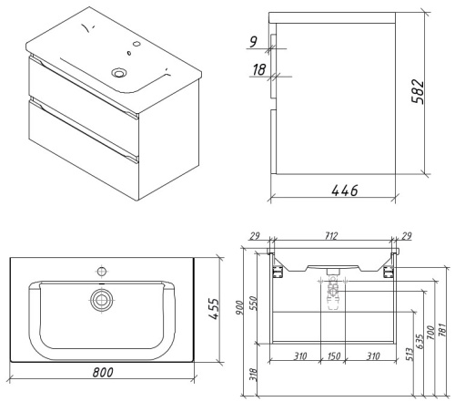 Тумба подвесная Caprigo Forte 80 36112-SF004