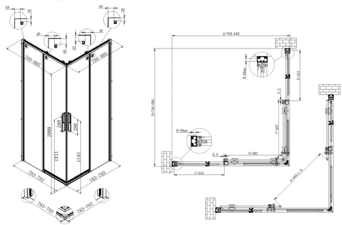 Душевой уголок Vincea Ultima VSS-7UL8080CL