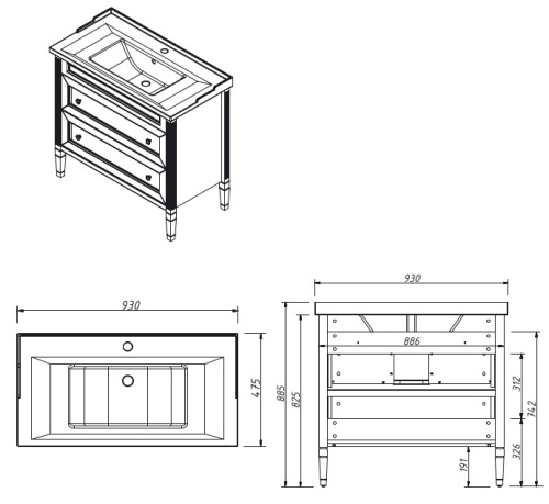 Тумба напольная Caprigo Albion Concept 90 34018-SF023
