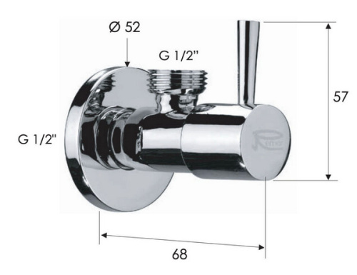 Запорный вентиль 1/2*1/2 Remer 128L1212DO, золото глянцевое
