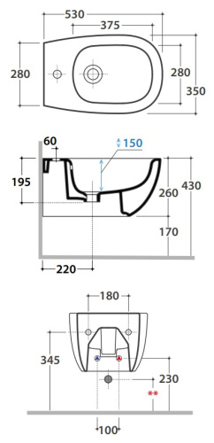 Биде подвесное Globo DAILY DNS09BO