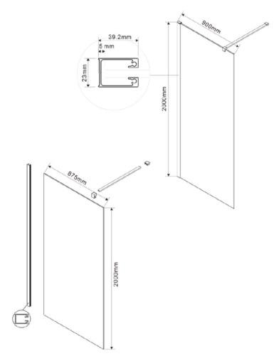 Душевая стенка Vincea Walk-In VSW-1H900CGB