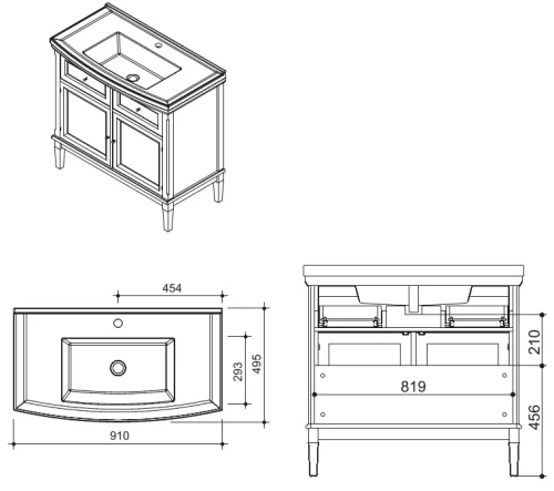 Тумба напольная Caprigo Jardin 90 10413-B032