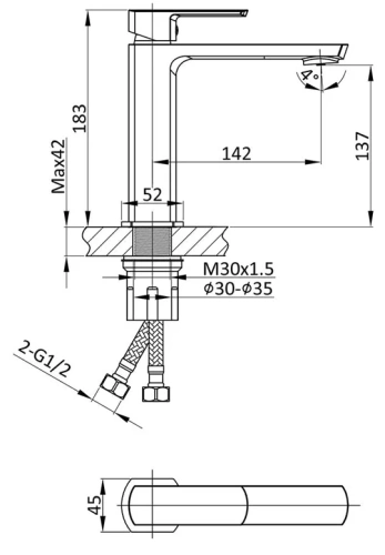 Смеситель для раковины Vincea Next VBF-1N1BG