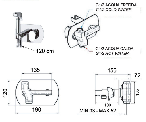 Гигиенический душ Remer Infinity I60VO, бронза