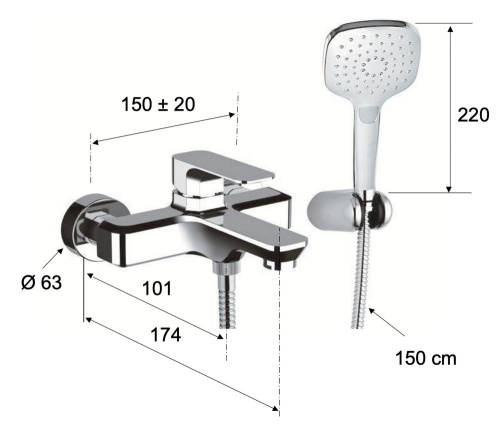 Смеситель для ванны Daniel Tiara TA610CR