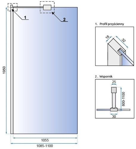 Душевая стенка Rea AERO 100x195 K7551