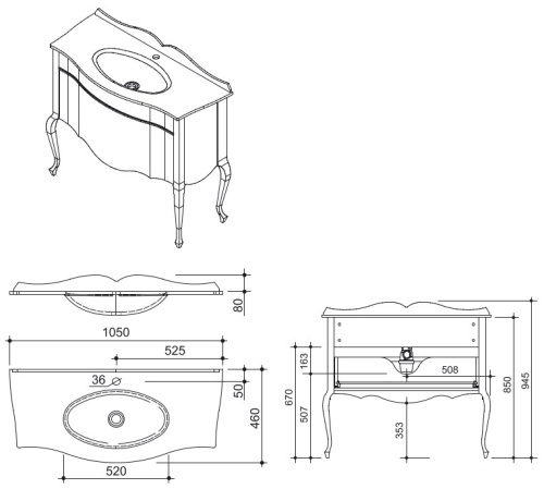 Тумба напольная Caprigo Bourget 100 11014-087.NUT.00.05