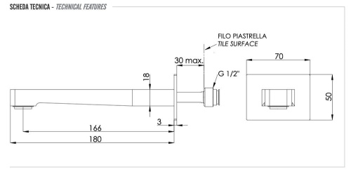 Излив настенный 18 см Remer 91DR