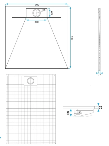 Душевой поддон Rea Bazalt Grey 90x90 K4105