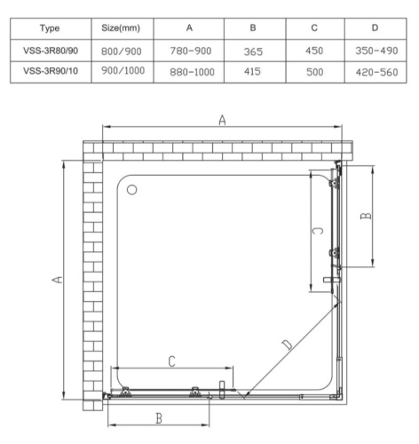 Душевой уголок Vincea Rapid VSS-3R80/90CL