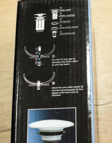 Донный клапан для раковины CeramaLux RD020 универсальный, белый