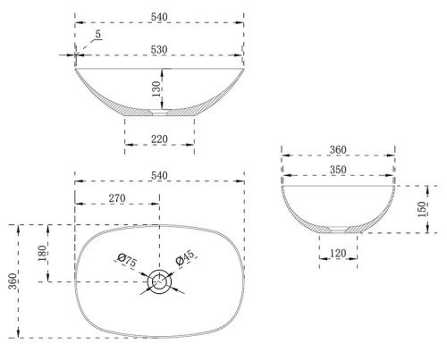 Умывальник Vincea Solid Surface VBS-6T12MW