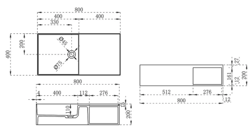 Умывальник Vincea Solid Surface VWB-6S180MW