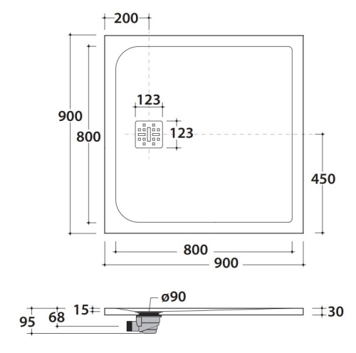 Душевой поддон Globo DOCCIAPIETRA DP09090501