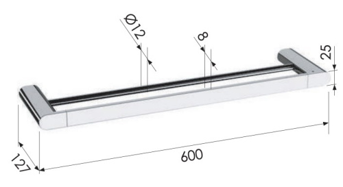 Полотенцедержатель двойной 60 см Remer Lounge LN33NP, никель брашированный