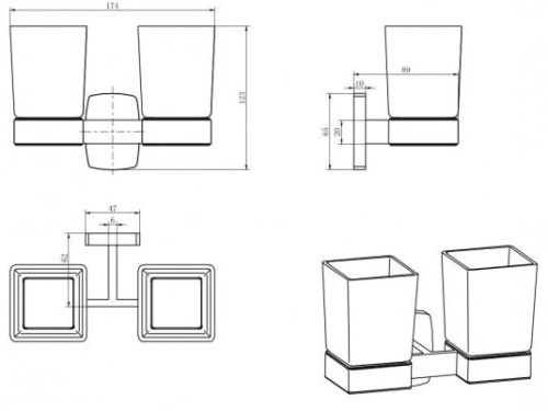 Стакан двойной CeramaLux Cube 12603