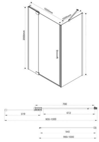 Душевой уголок Vincea Extra VSR-1E901010CLB