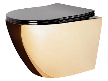 Унитаз подвесной Rea Carlo Flat Mini Gold/Black C8990