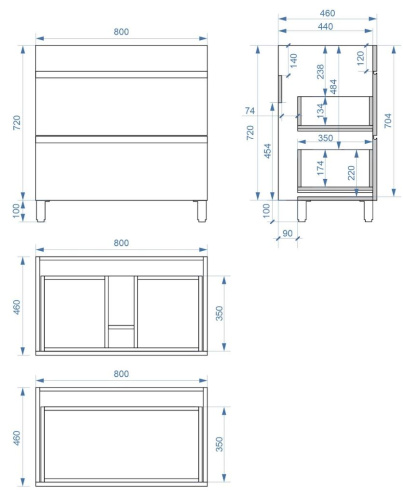 Тумба напольная Vela Мира 80Н под Gid TU273051