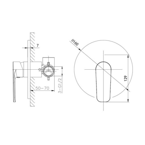 Смеситель для душа Caprigo Atlantic 51-050-CRM