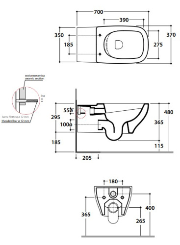 Унитаз подвесной Globo Argento GEAS3BI