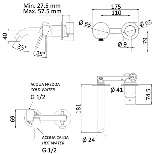 Смеситель для раковины Mariani Next B14565NSP