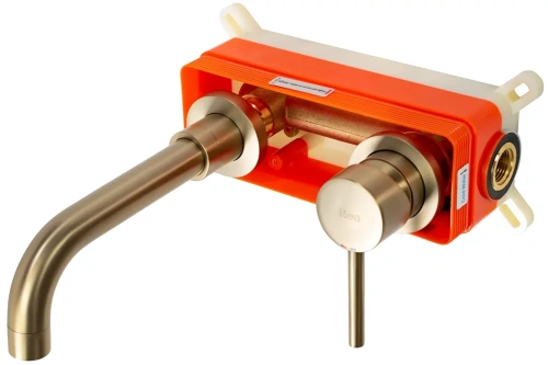 Смеситель для умывальника Rea Lungo long gold matt B4109