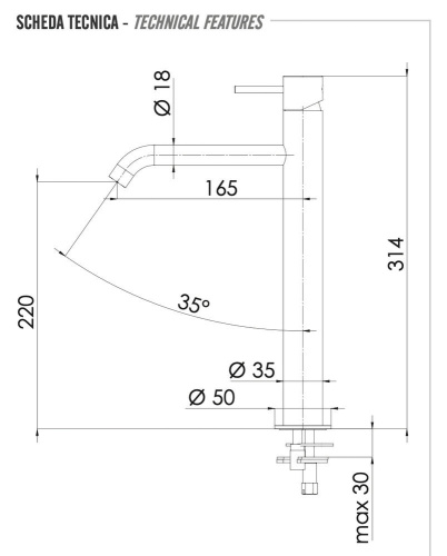 Смеситель для раковины Remer X Style X11LXLCFP, чёрный брашированный хром