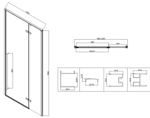 Душевой уголок Vincea Slim-N VSR-5SN1010CLB